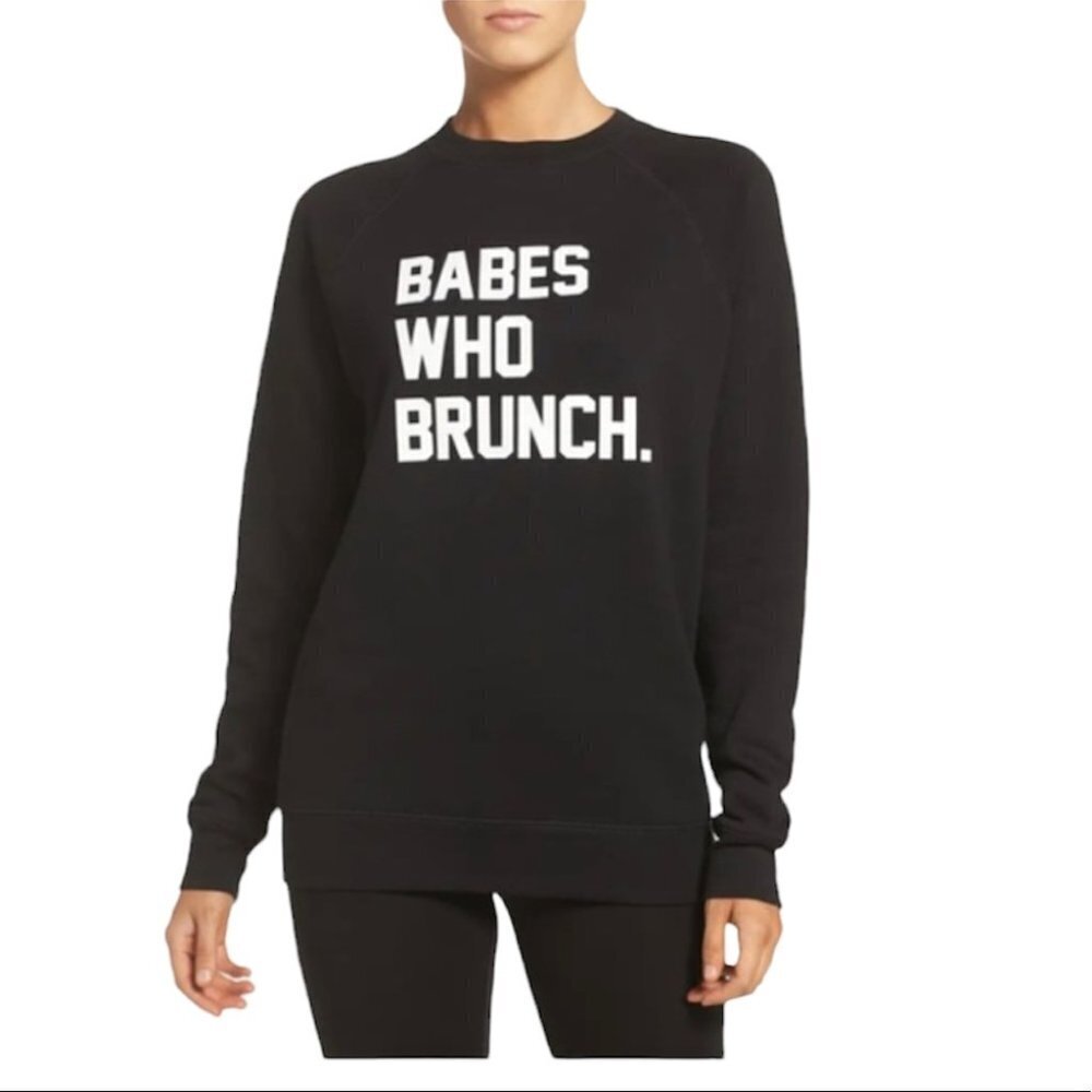 Brunette The Label “Babes Who Brunch” Grey Crewneck Sweater